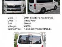 Selling Pearl White Toyota Hiace Super Grandia 2014 in Makati