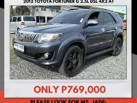 Silver Toyota Fortuner 2012 for sale in Mandaue
