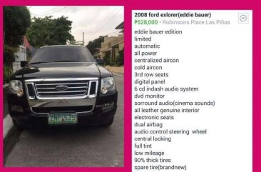 2008 Ford Explorer (eddie bauer) for sale