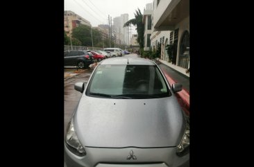 Silver Mitsubishi Mirage 2014 Hatchback for sale in Makati City 