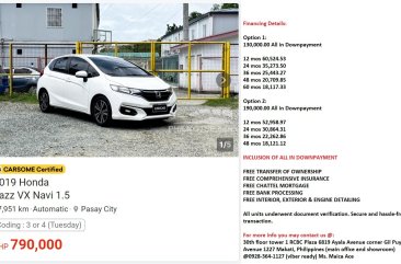 2019 Honda Jazz  1.5 VX Navi CVT in Pasay, Metro Manila