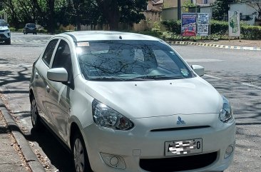 White Mitsubishi Mirage 2014 Hatchback for sale in Antipolo